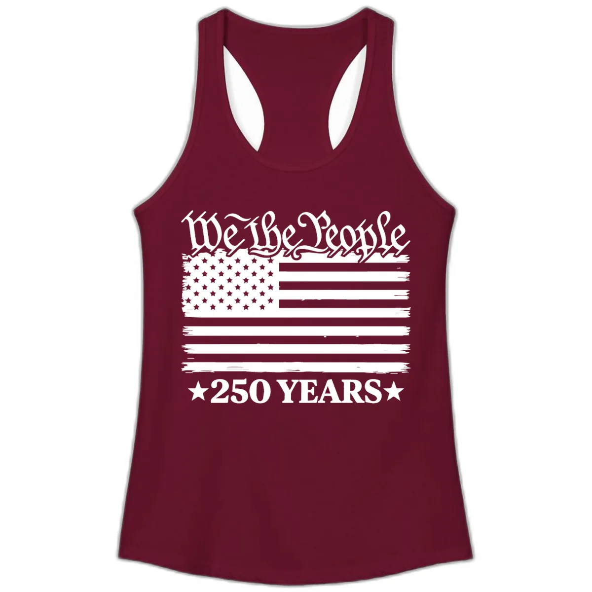 We The People 250 Years Celebration Ladies Tank in Solid Cardinal Red