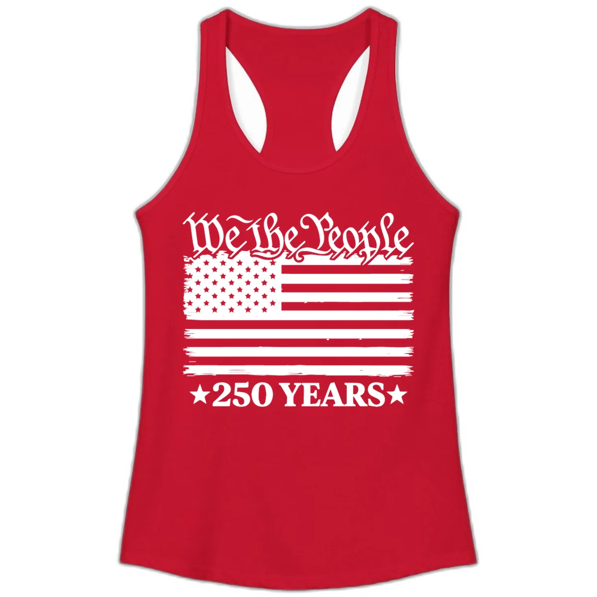 We The People 250 Years Celebration Ladies Tank in Solid Red