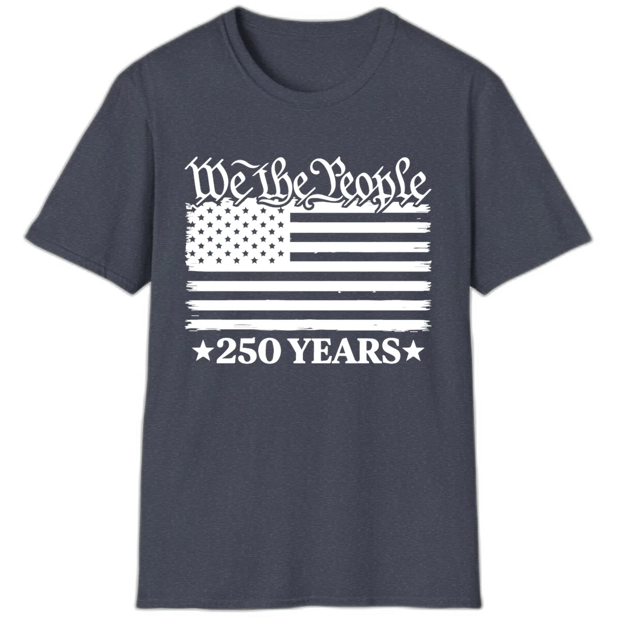 We The People 250 Years Celebration T-Shirt in Heather Navy