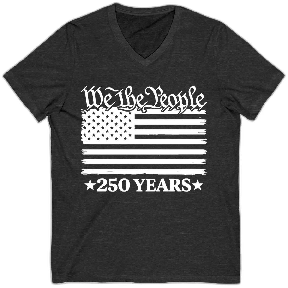 We The People 250 Years Celebration V-Neck in Dark Grey Heather