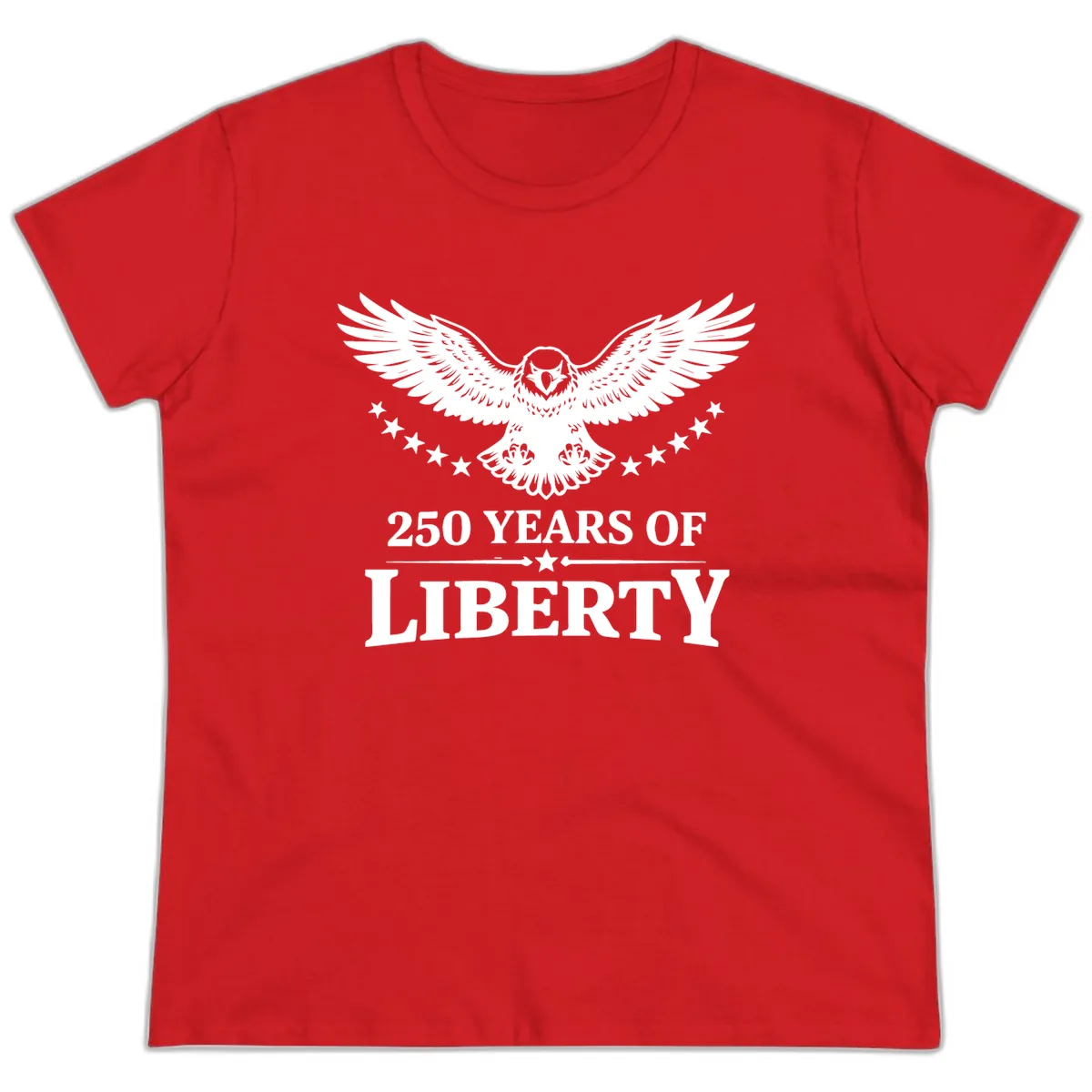 250 Years Of Liberty Eagle Celebration Ladies Tee in Red