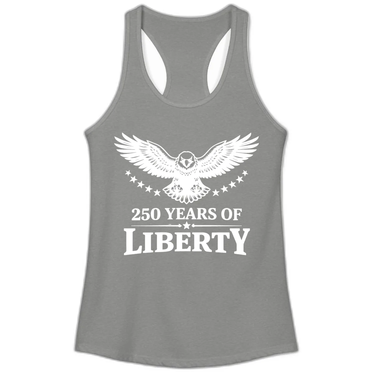 250 Years Of Liberty Eagle Celebration Ladies Tank in Heather Grey