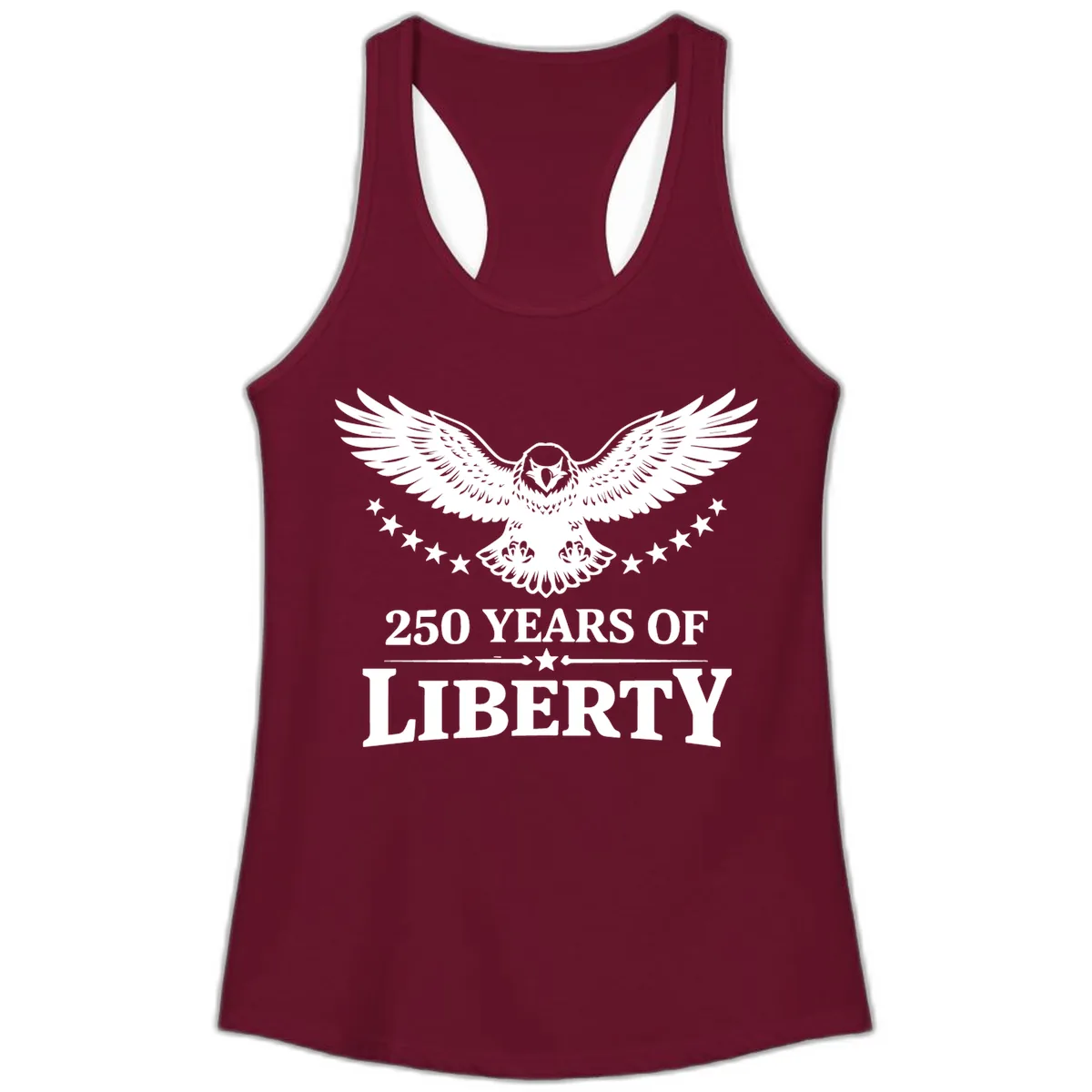 250 Years Of Liberty Eagle Celebration Ladies Tank in Solid Cardinal Red