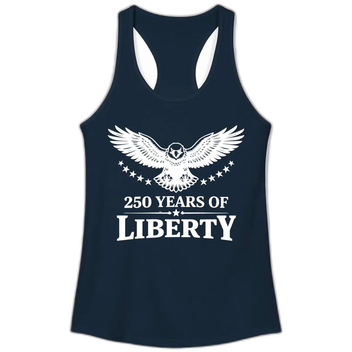 250 Years Of Liberty Eagle Celebration Ladies Tank in Solid Midnight Navy