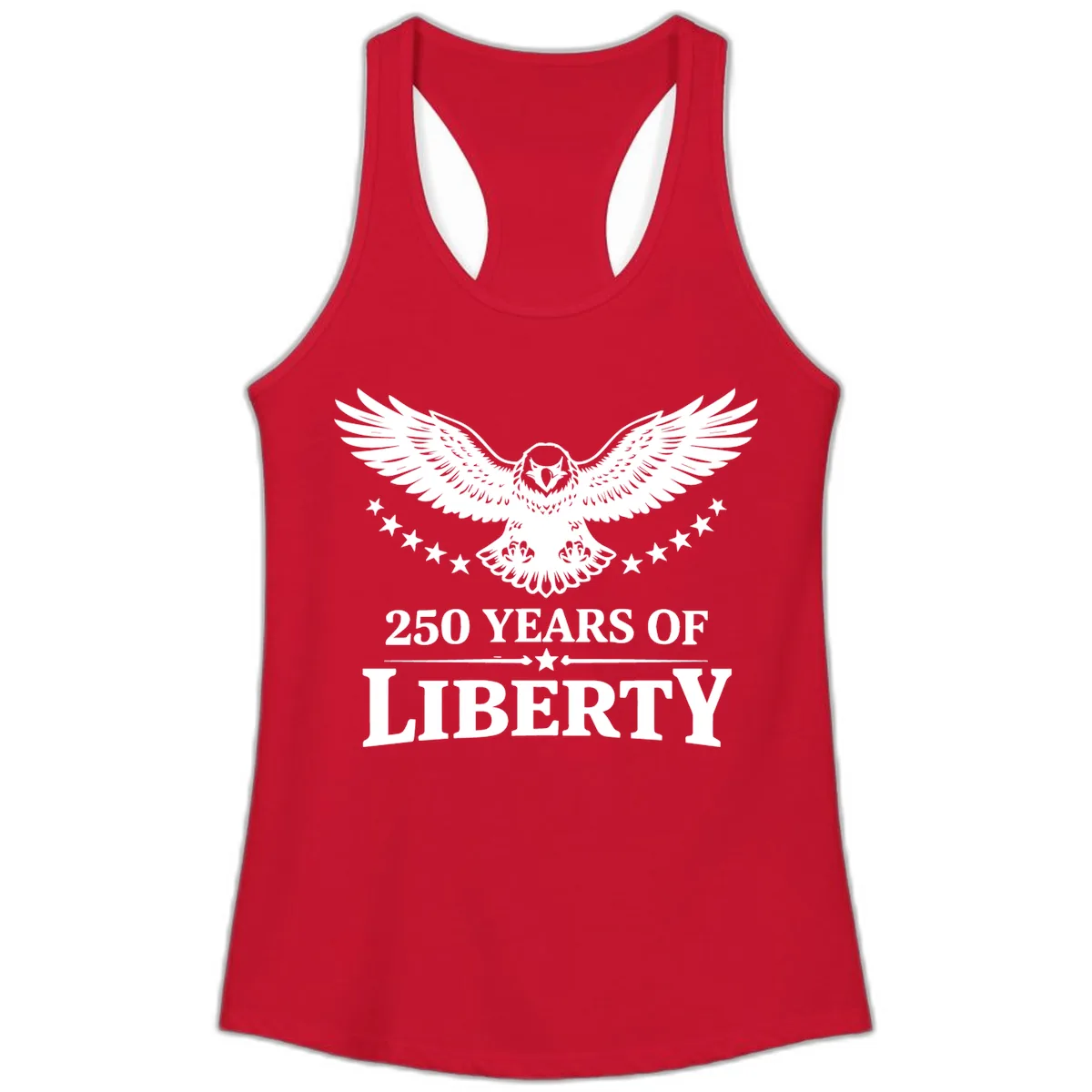 250 Years Of Liberty Eagle Celebration Ladies Tank in Solid Red