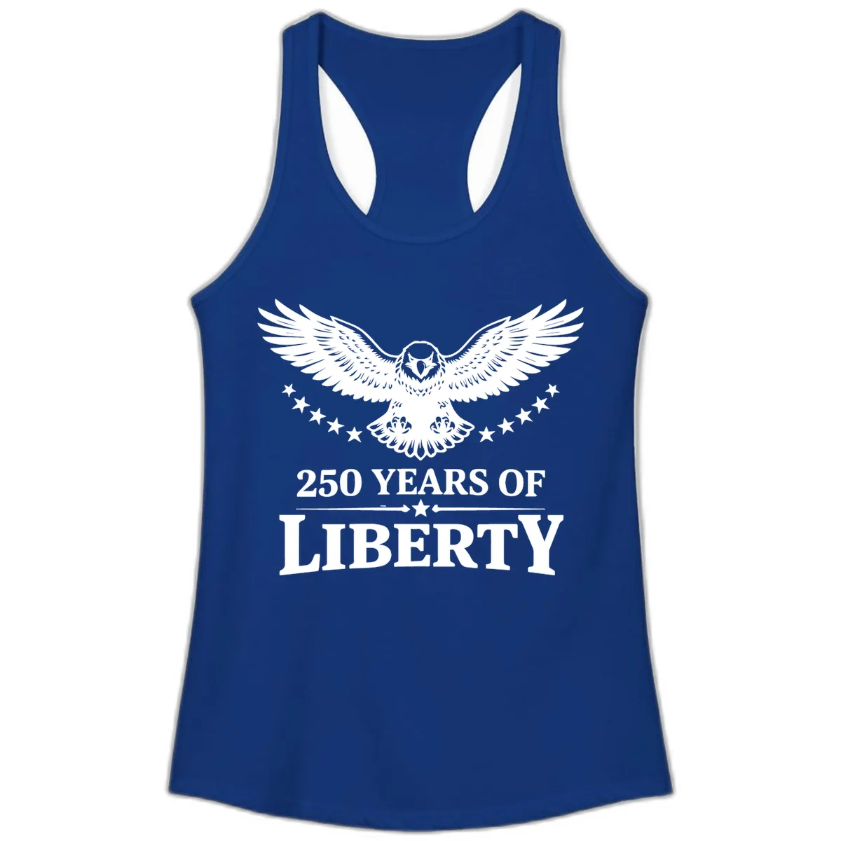 250 Years Of Liberty Eagle Celebration Ladies Tank in Solid Royal