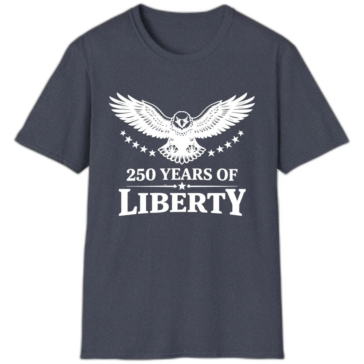 250 Years Of Liberty Eagle Celebration T-Shirt in Heather Navy