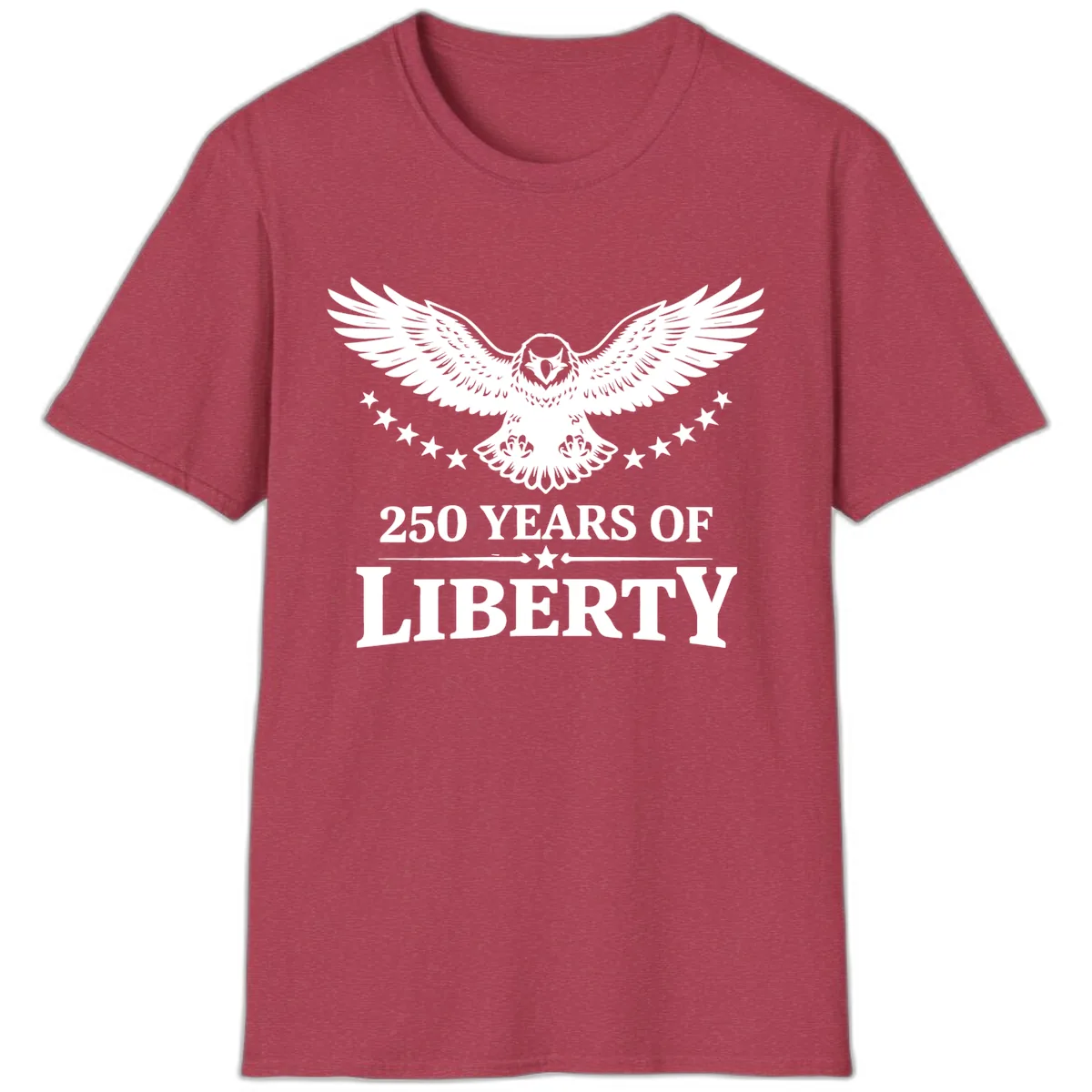250 Years Of Liberty Eagle Celebration T-Shirt in Heather Cardinal