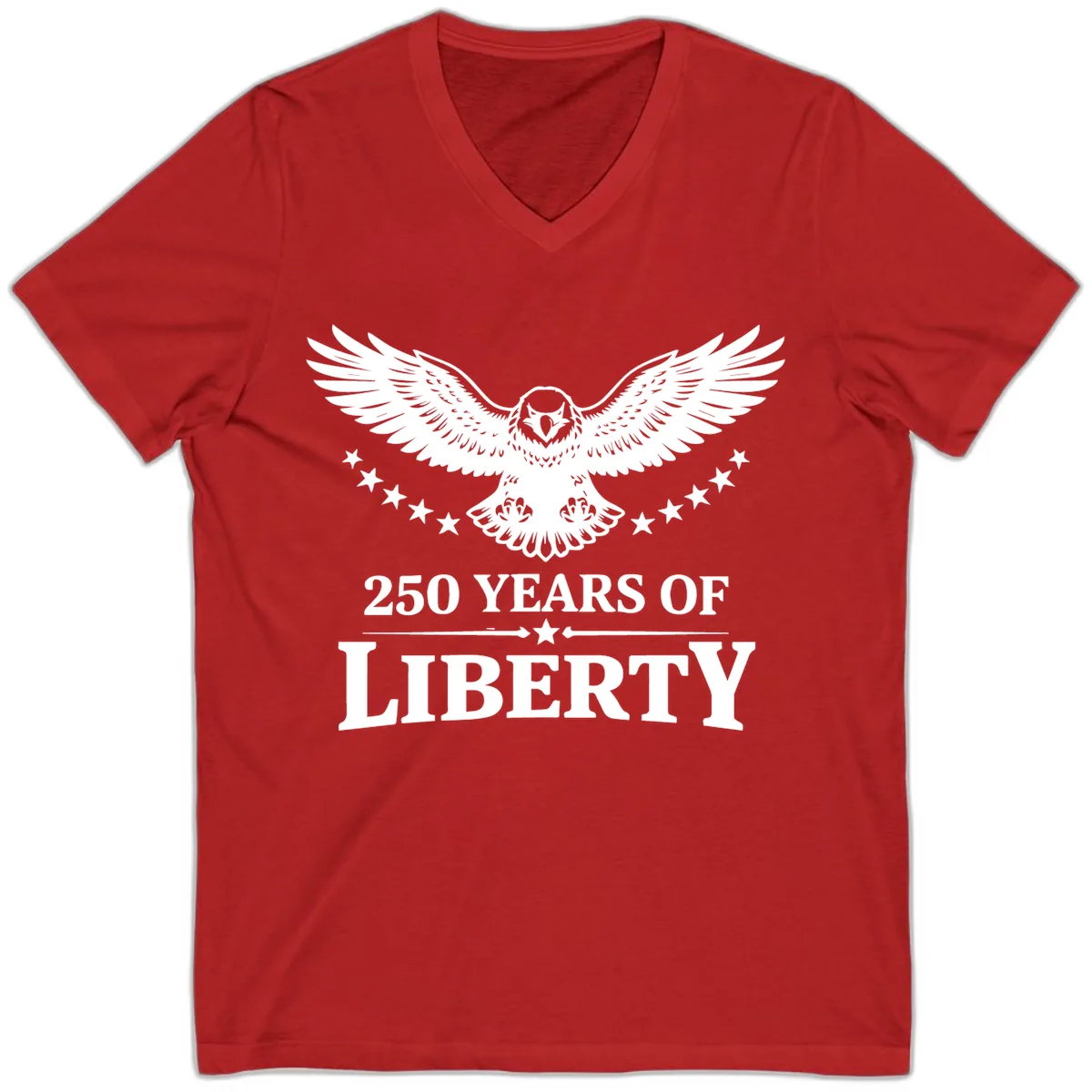 250 Years Of Liberty Eagle Celebration V-Neck in Red