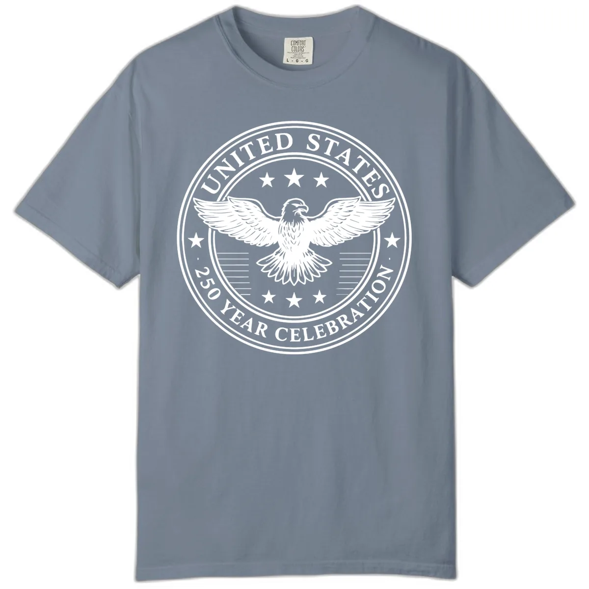 United States 250 Year Celebration Emblem Comfort Color in Blue Jean