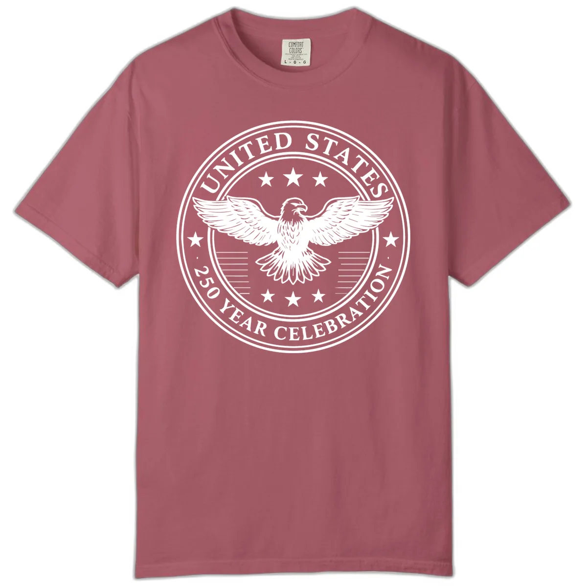 United States 250 Year Celebration Emblem Comfort Color in Crimson