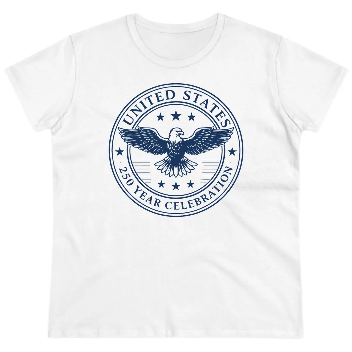 United States 250 Year Celebration Emblem Ladies Tee in White