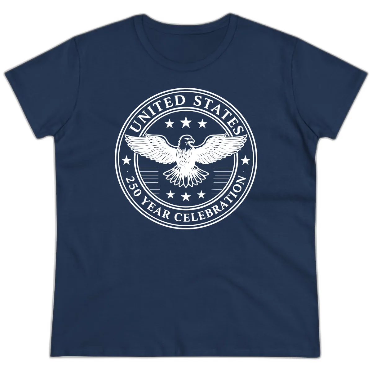 United States 250 Year Celebration Emblem Ladies Tee in Navy