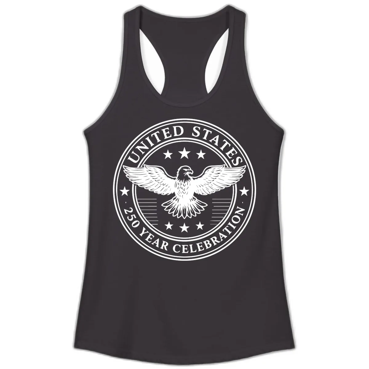 United States 250 Year Celebration Emblem Ladies Tank in Black