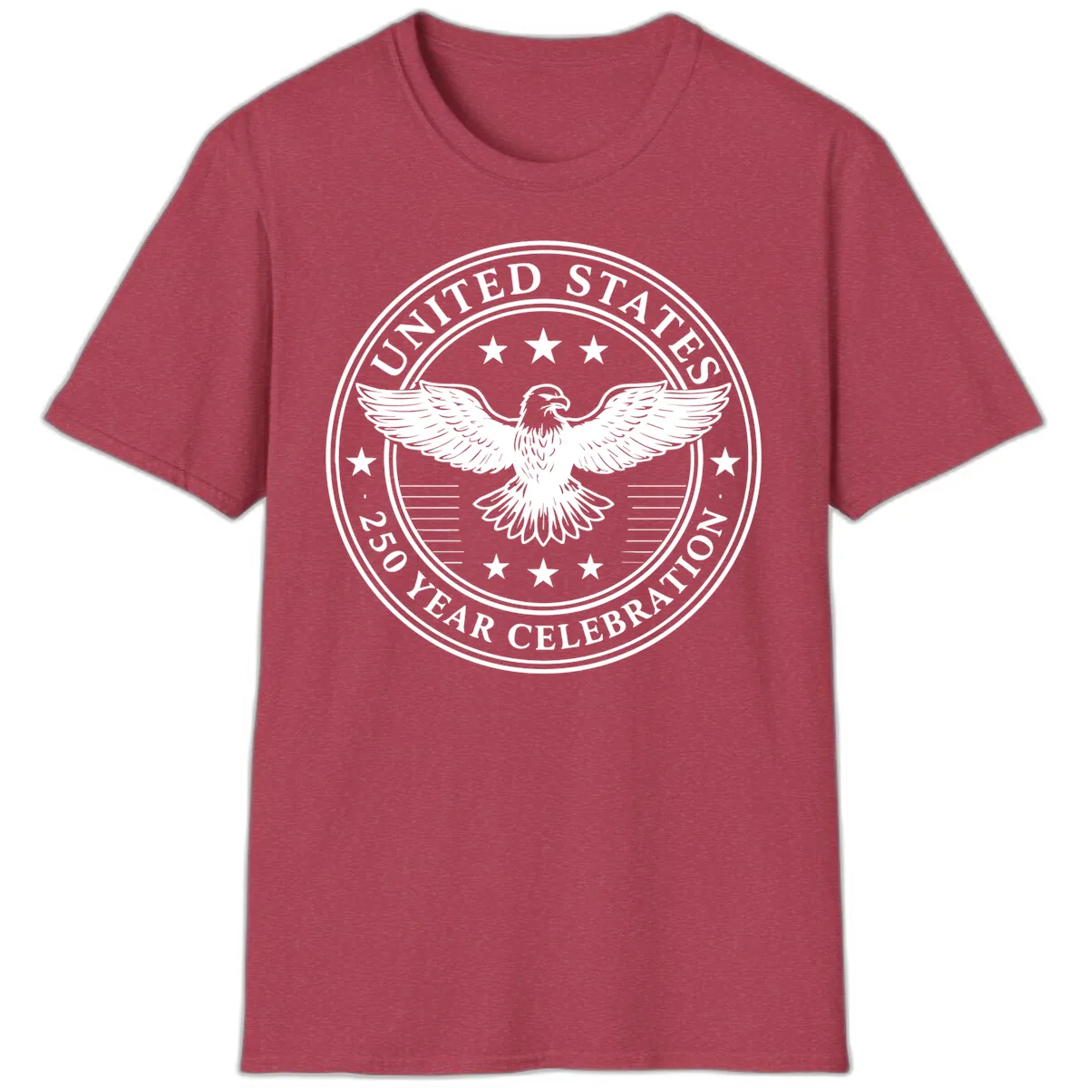 United States 250 Year Celebration Emblem T-Shirt in Heather Cardinal