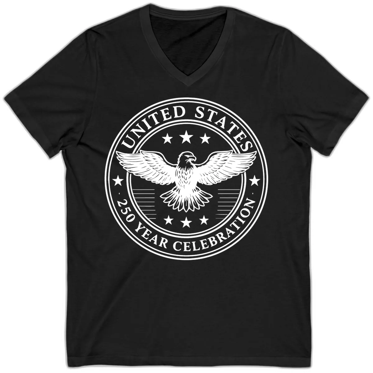 United States 250 Year Celebration Emblem V-Neck in Black