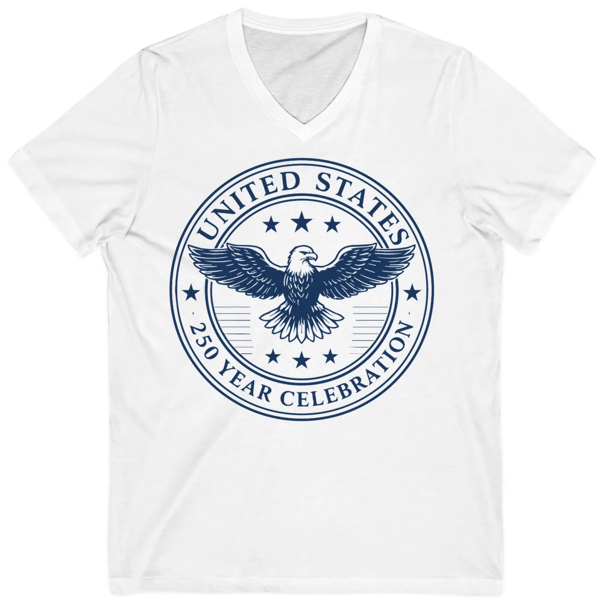 United States 250 Year Celebration Emblem V-Neck in White