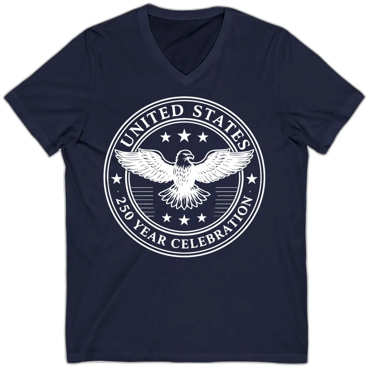 United States 250 Year Celebration Emblem V-Neck in Navy