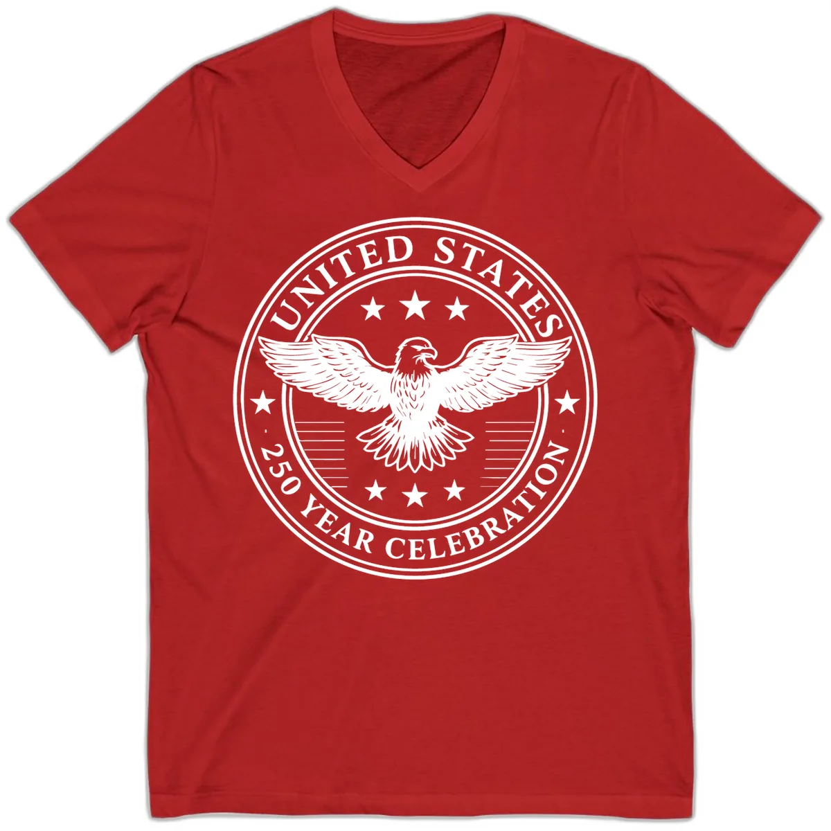 United States 250 Year Celebration Emblem V-Neck in Red
