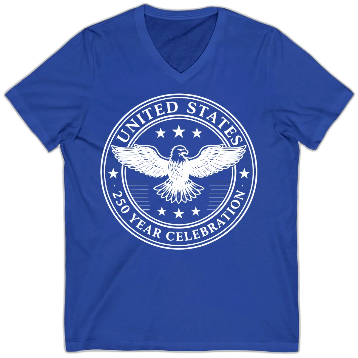United States 250 Year Celebration Emblem V-Neck in True Royal