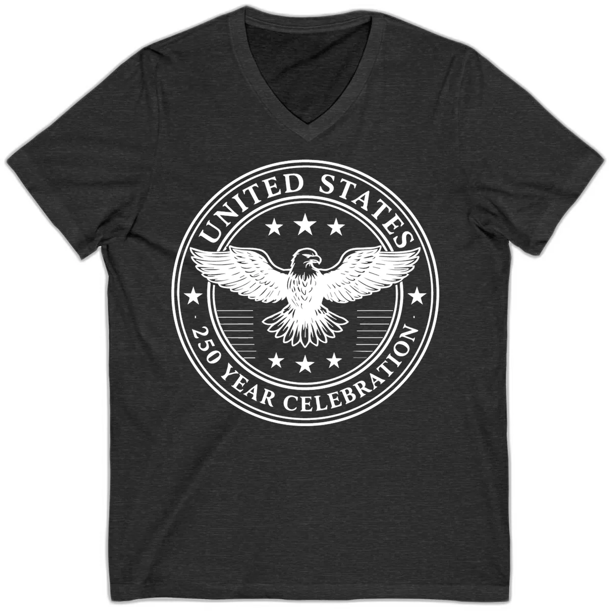 United States 250 Year Celebration Emblem V-Neck in Dark Grey Heather