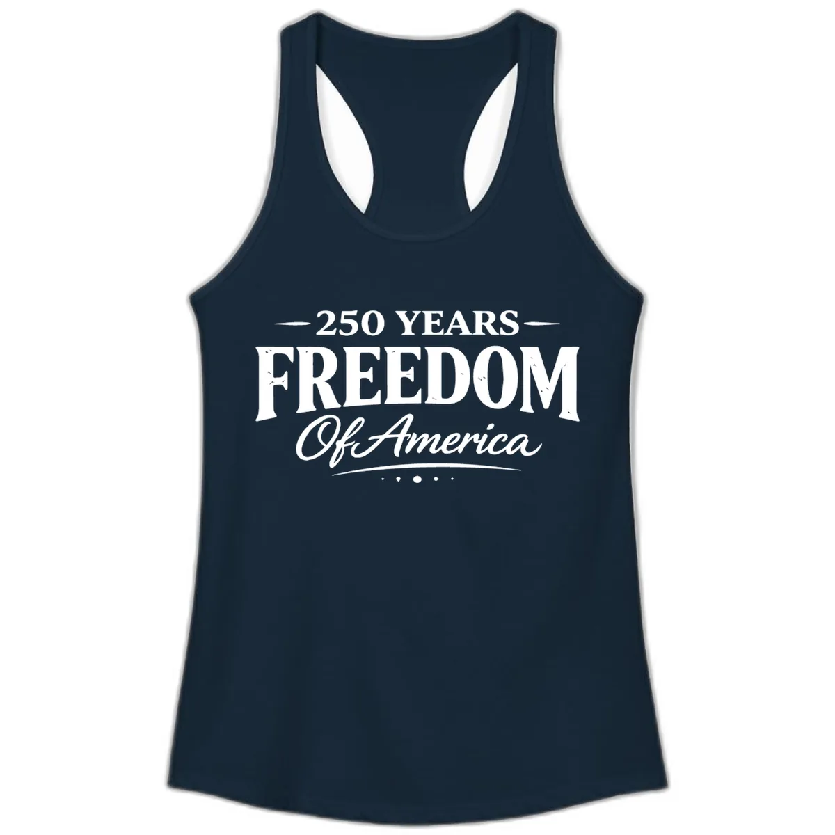 250 Years Freedom Of America Ladies Tank in Solid Midnight Navy