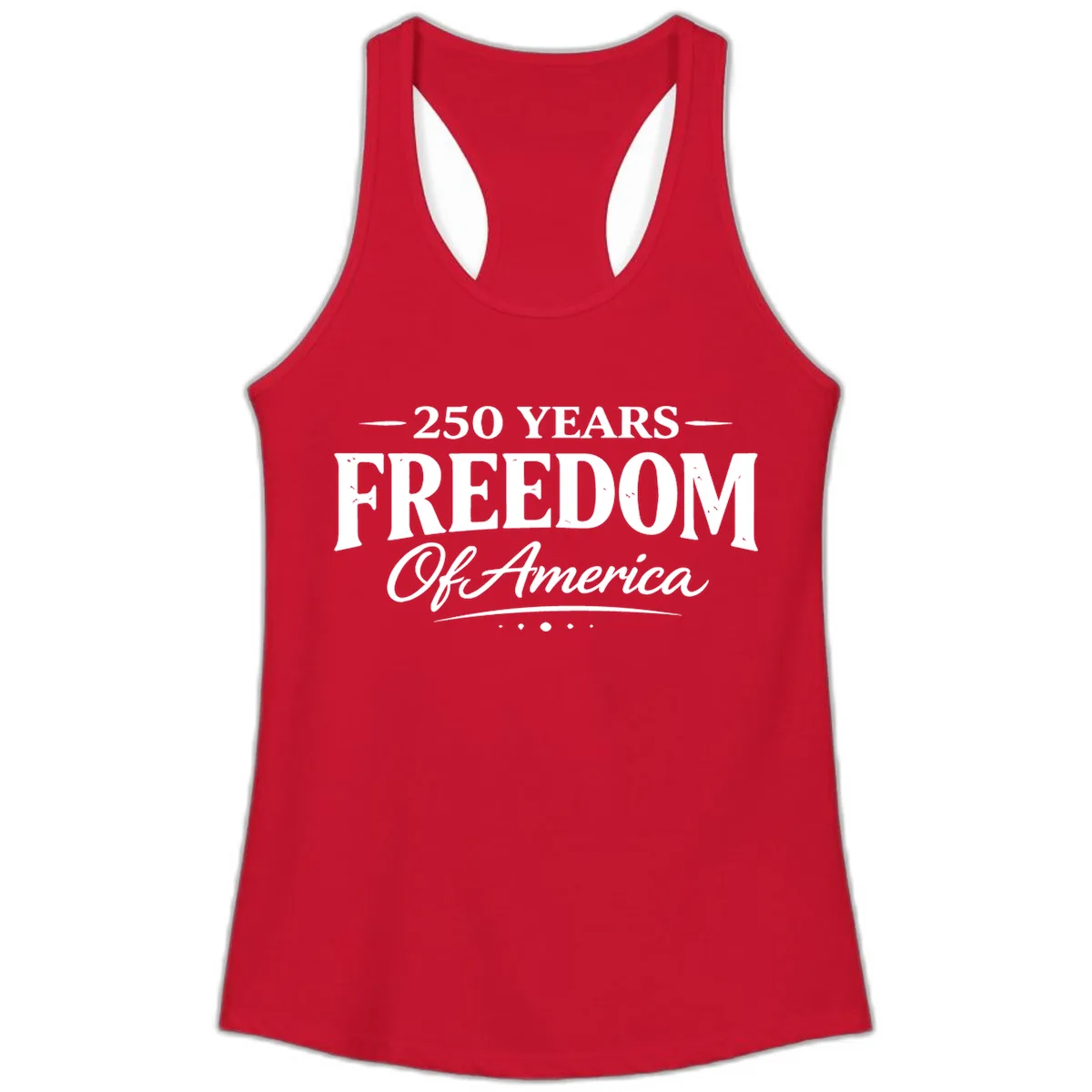 250 Years Freedom Of America Ladies Tank in Solid Red