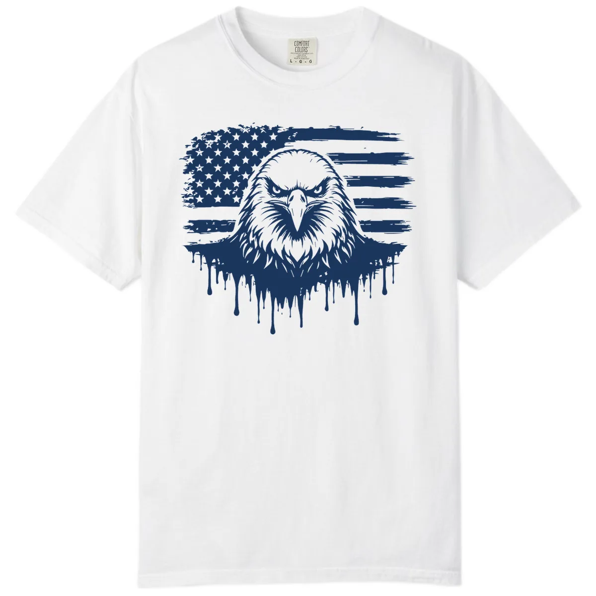 Bold Eagle Flag Celebration Comfort Color July 4th Tee in White