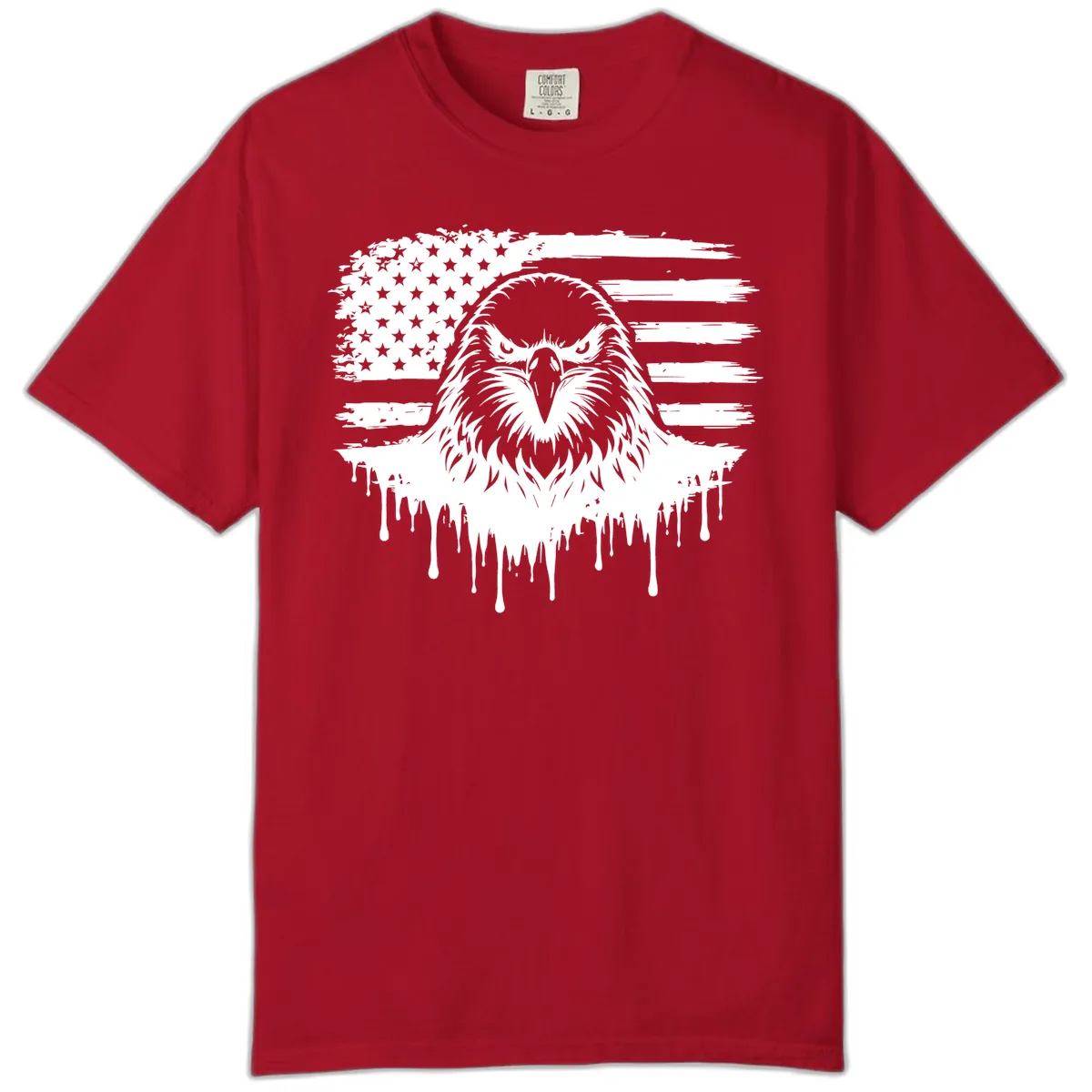 Bold Eagle Flag Celebration Comfort Color July 4th Tee in Red