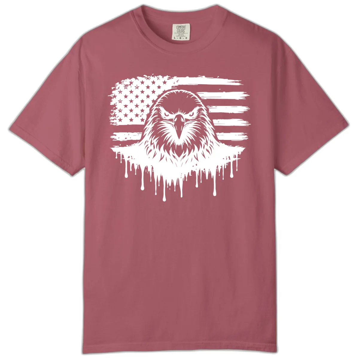 Bold Eagle Flag Celebration Comfort Color July 4th Tee in Crimson