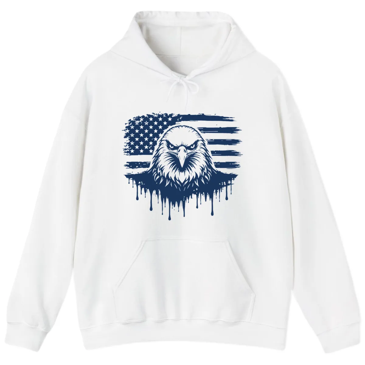Bold Eagle Flag Celebration July 4th Hoodie in White