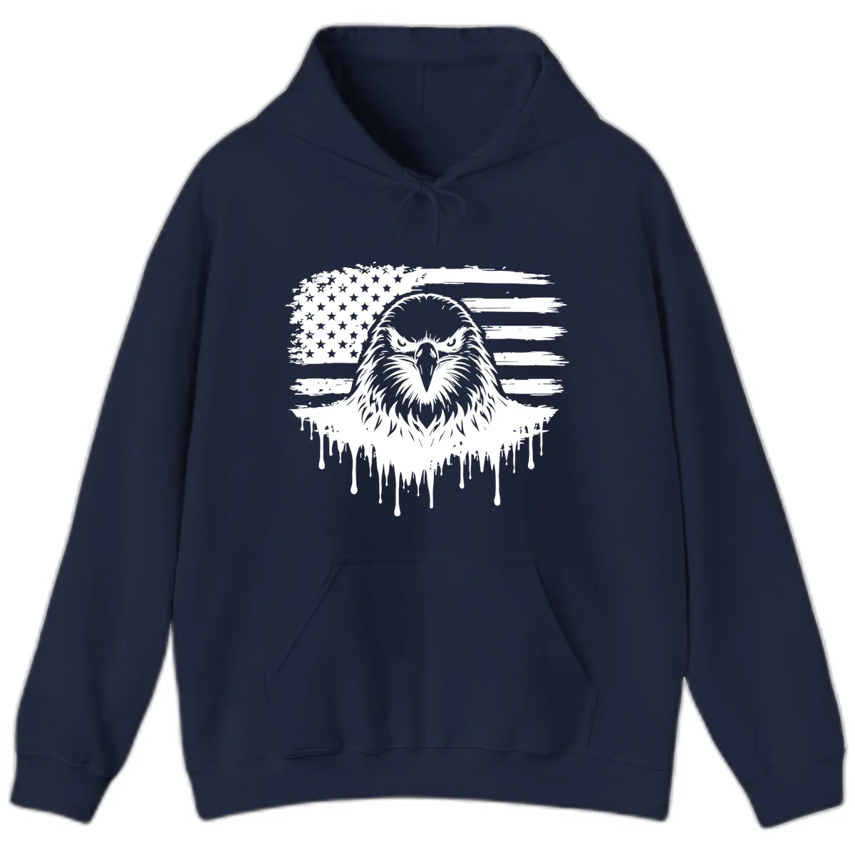 Bold Eagle Flag Celebration July 4th Hoodie in Navy