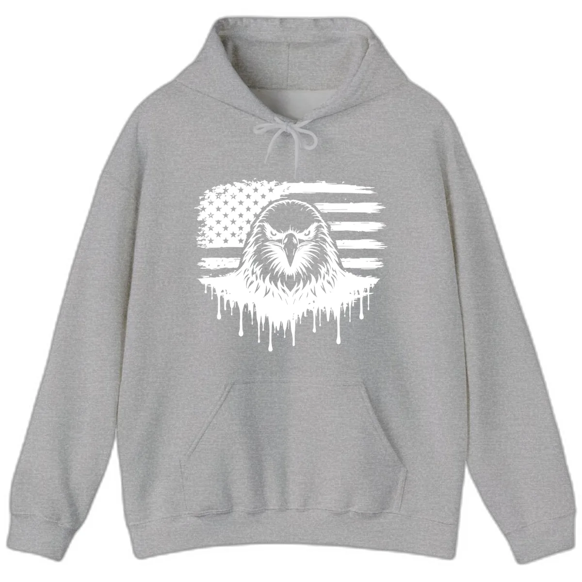 Bold Eagle Flag Celebration July 4th Hoodie in Sport Grey