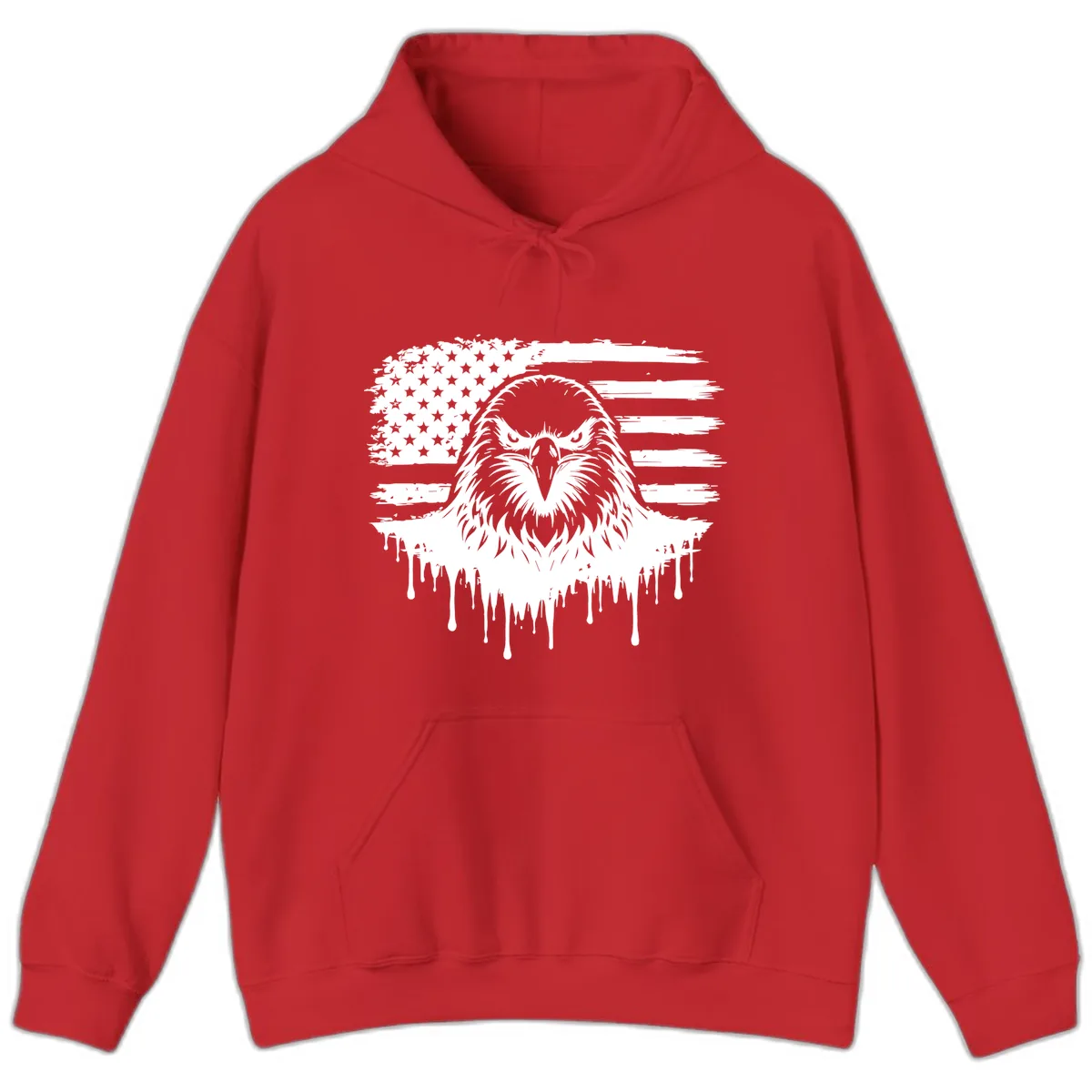 Bold Eagle Flag Celebration July 4th Hoodie in Red