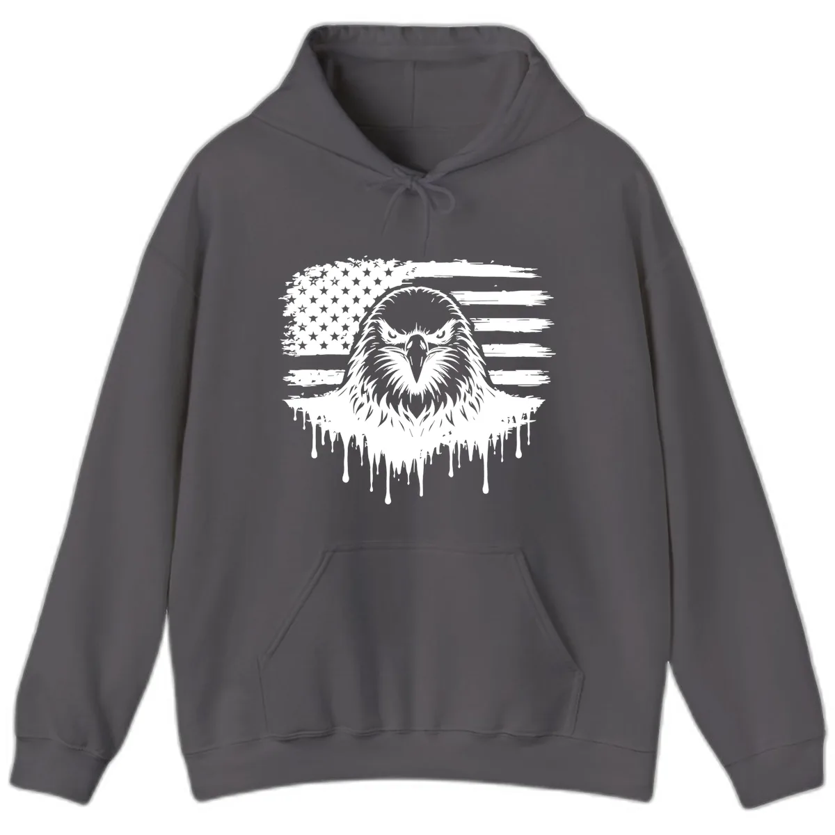 Bold Eagle Flag Celebration July 4th Hoodie in Charcoal
