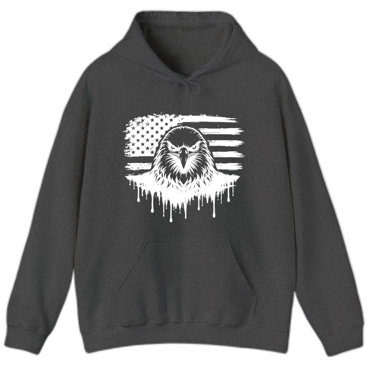 Bold Eagle Flag Celebration July 4th Hoodie in Dark Heather