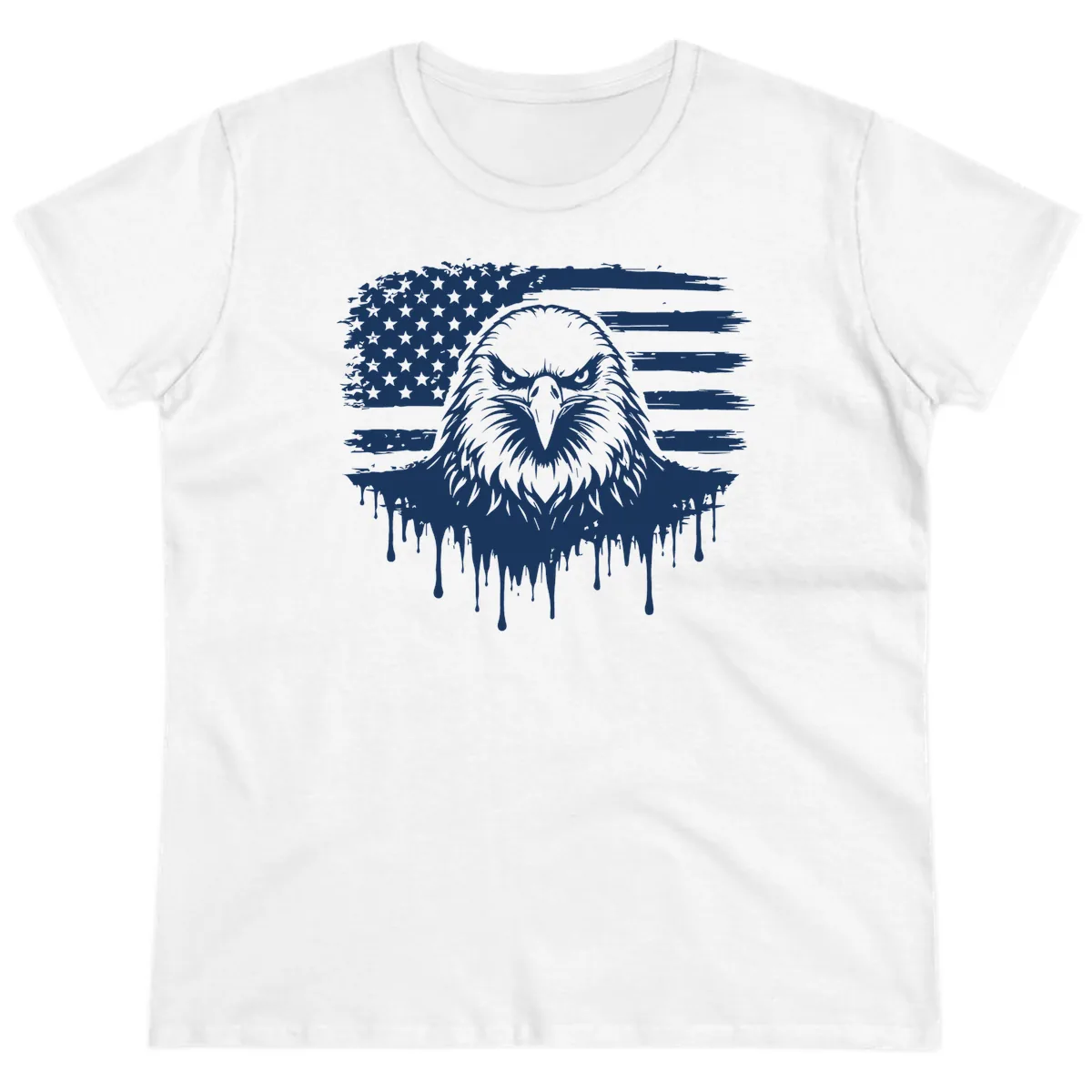 Bold Eagle Flag Celebration Ladies July 4th Tee in White