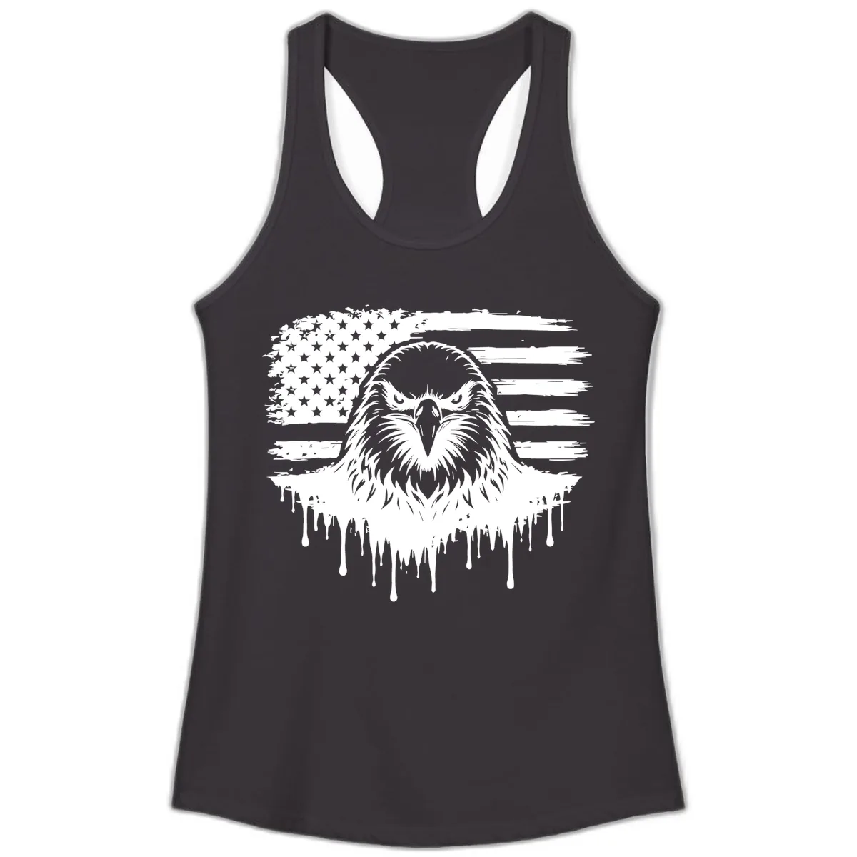 Bold Eagle Flag Celebration Ladies July 4th Tank in Black