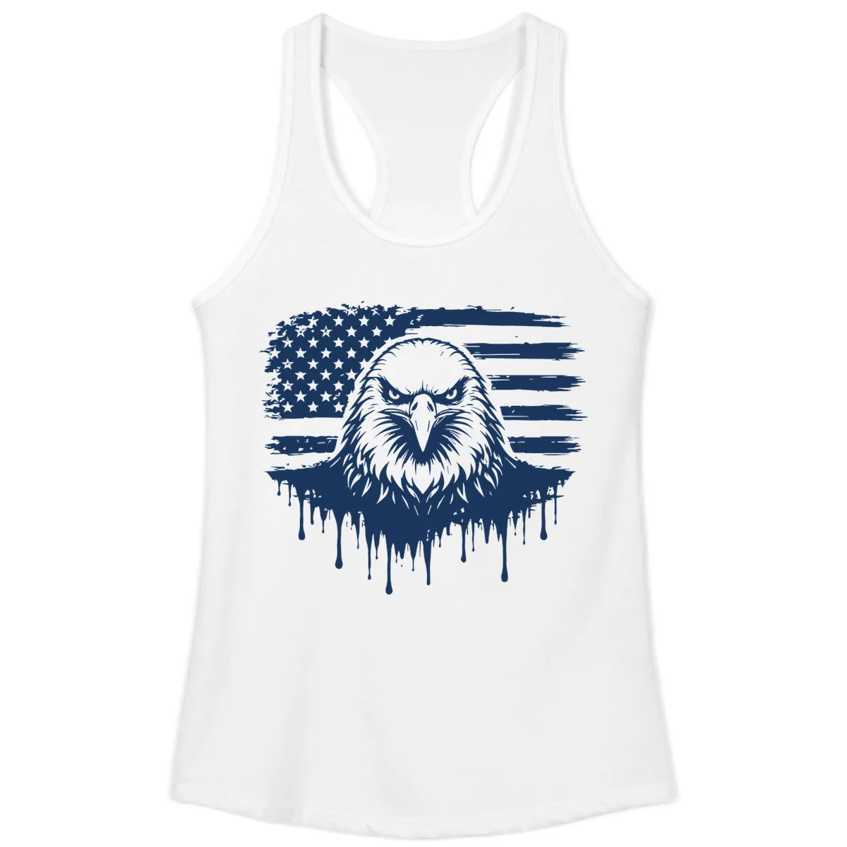 Eagle Flag Celebration Ladies Tank in White