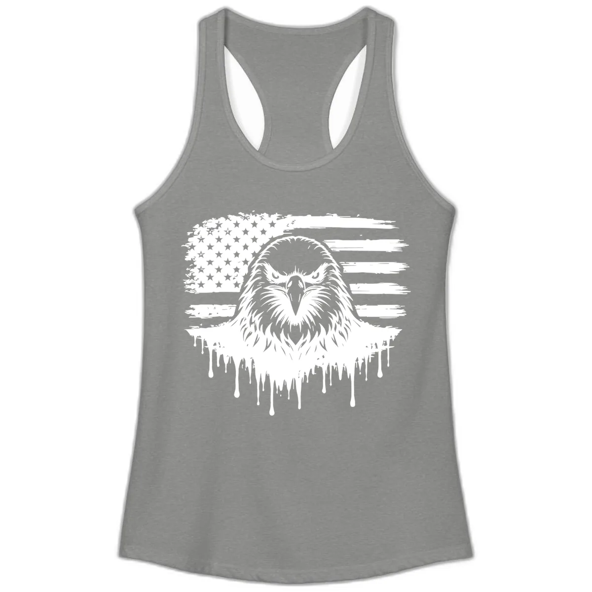 Bold Eagle Flag Celebration Ladies July 4th Tank in Heather Grey