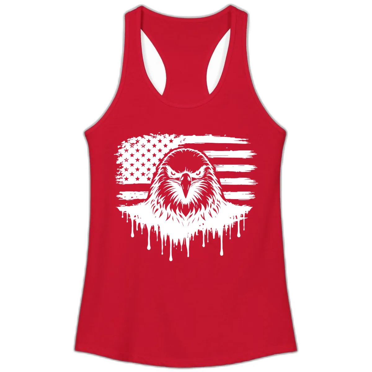 Bold Eagle Flag Celebration Ladies July 4th Tank in Solid Red