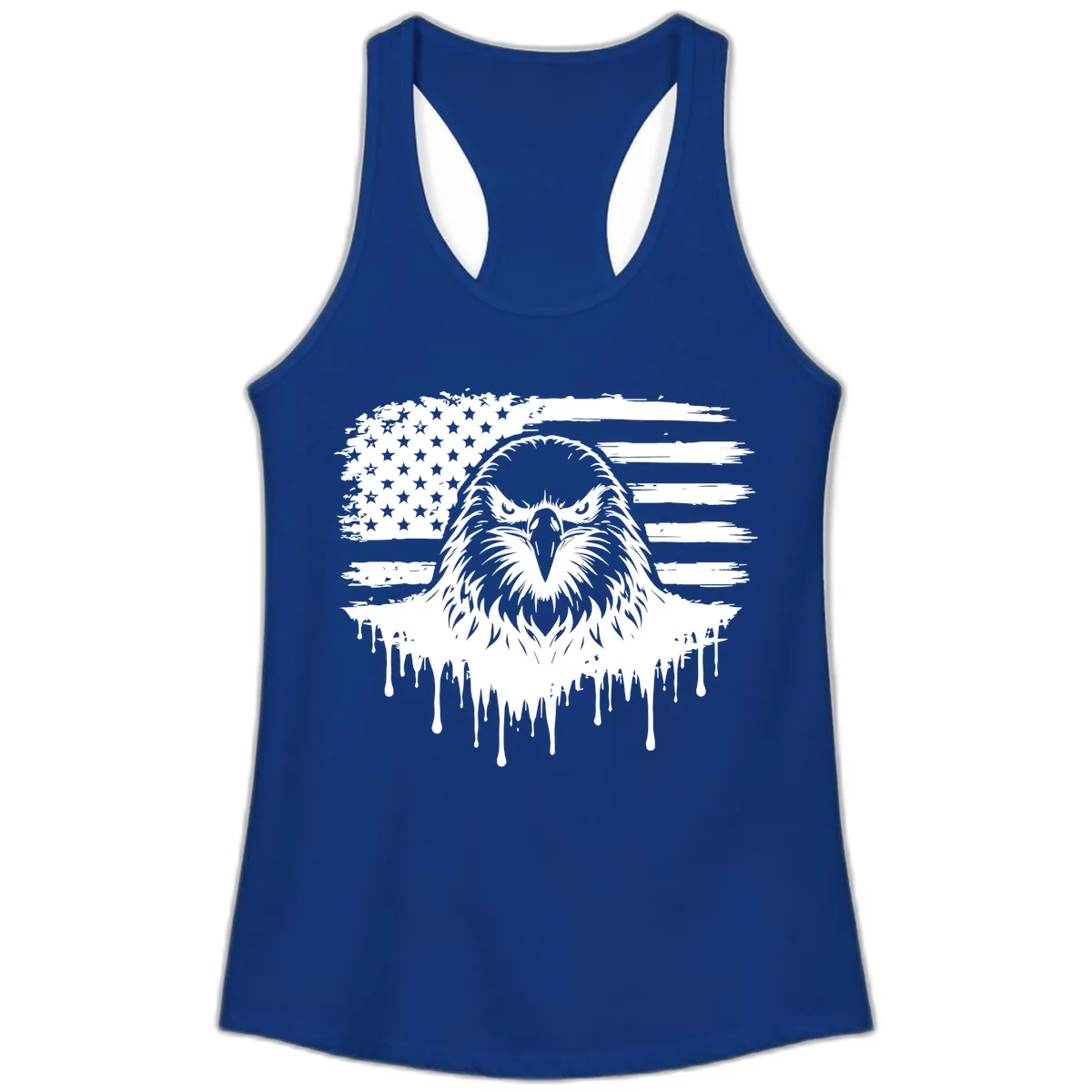 Bold Eagle Flag Celebration Ladies July 4th Tank in Solid Royal