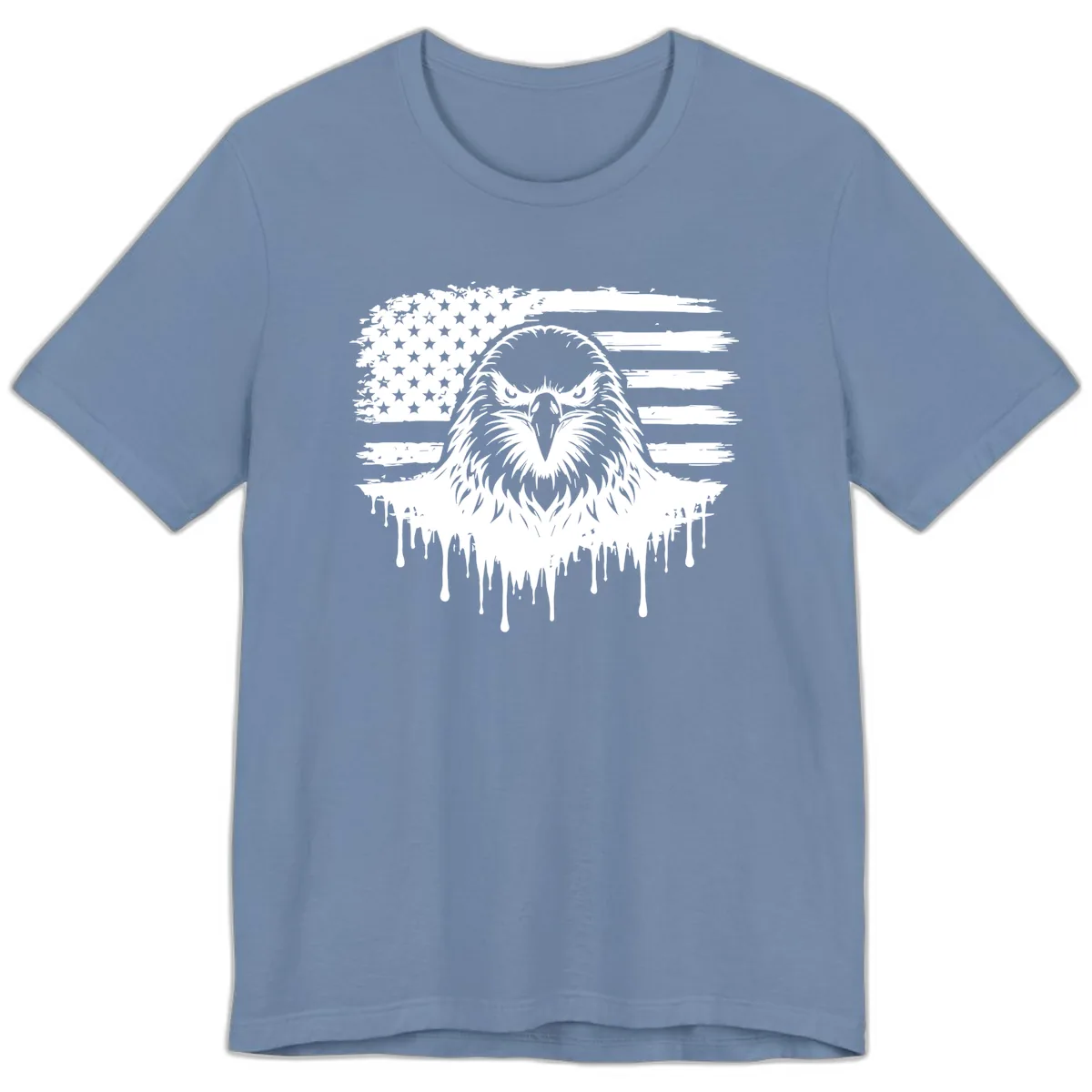 Bold Eagle Flag Celebration Premium July 4th T-Shirt in Steel Blue