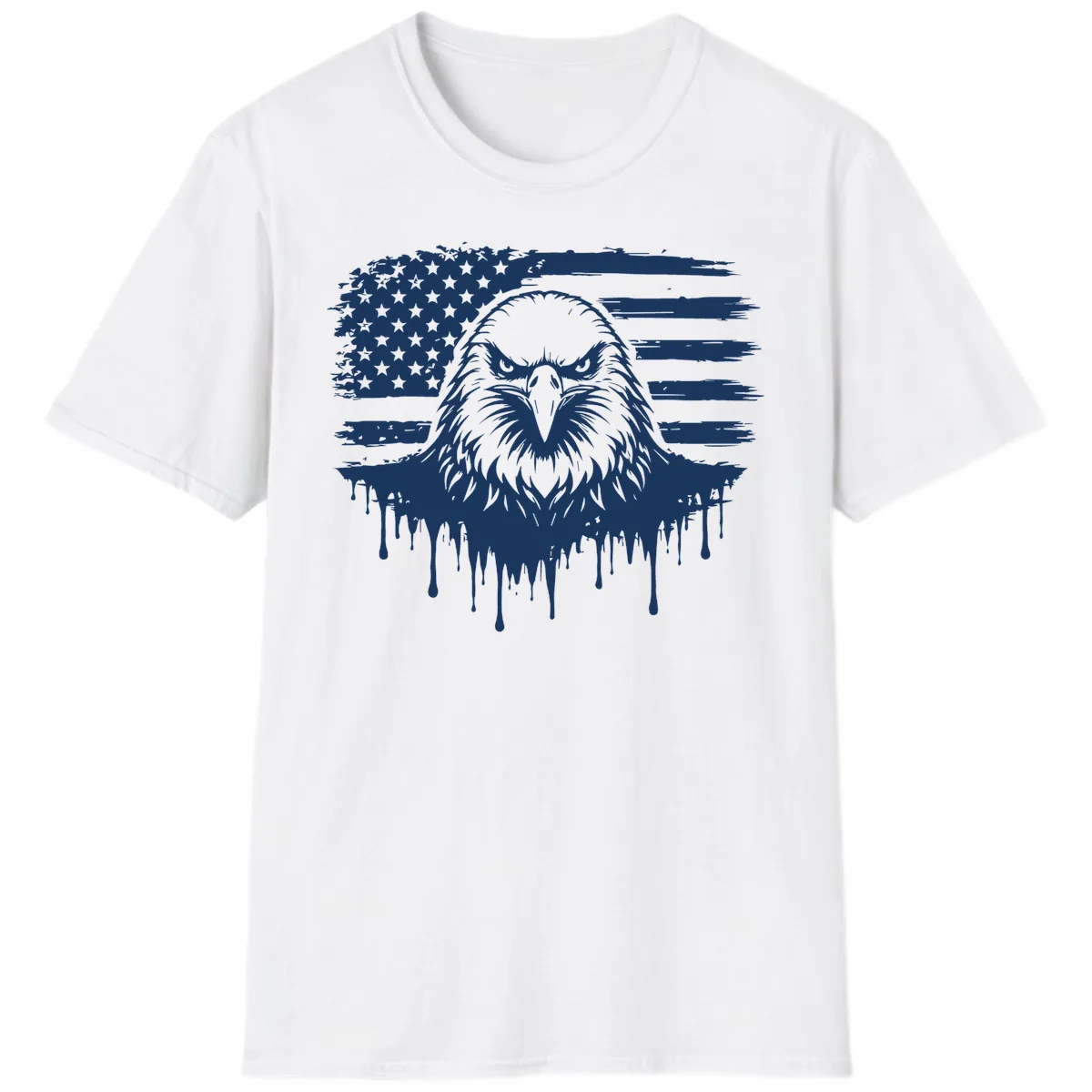 Eagle Flag Celebration Bold July 4th T-Shirt in White