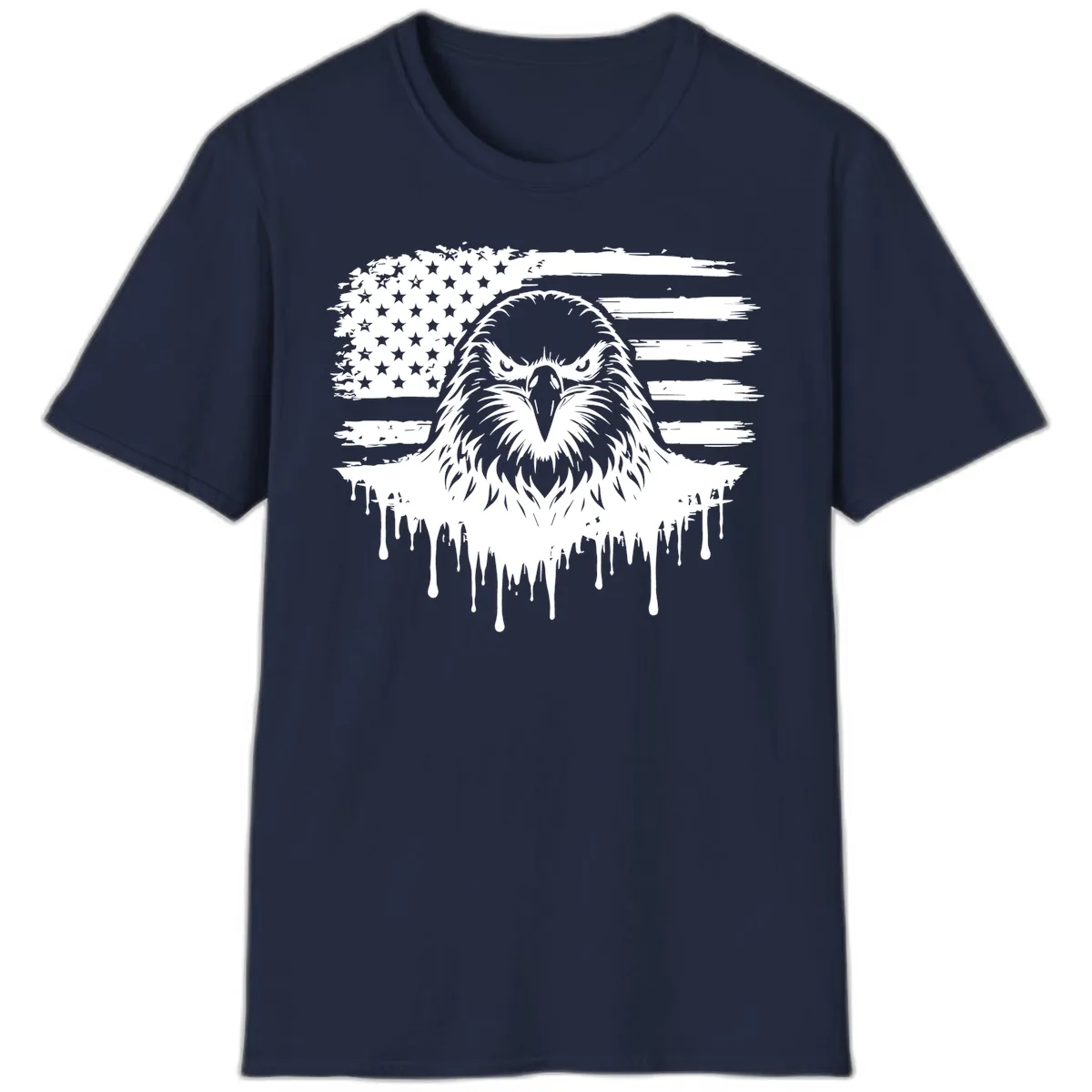 Eagle Flag Celebration Bold July 4th T-Shirt in Navy