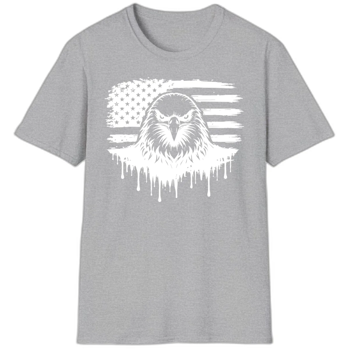 Eagle Flag Celebration Bold July 4th T-Shirt in Sport Grey