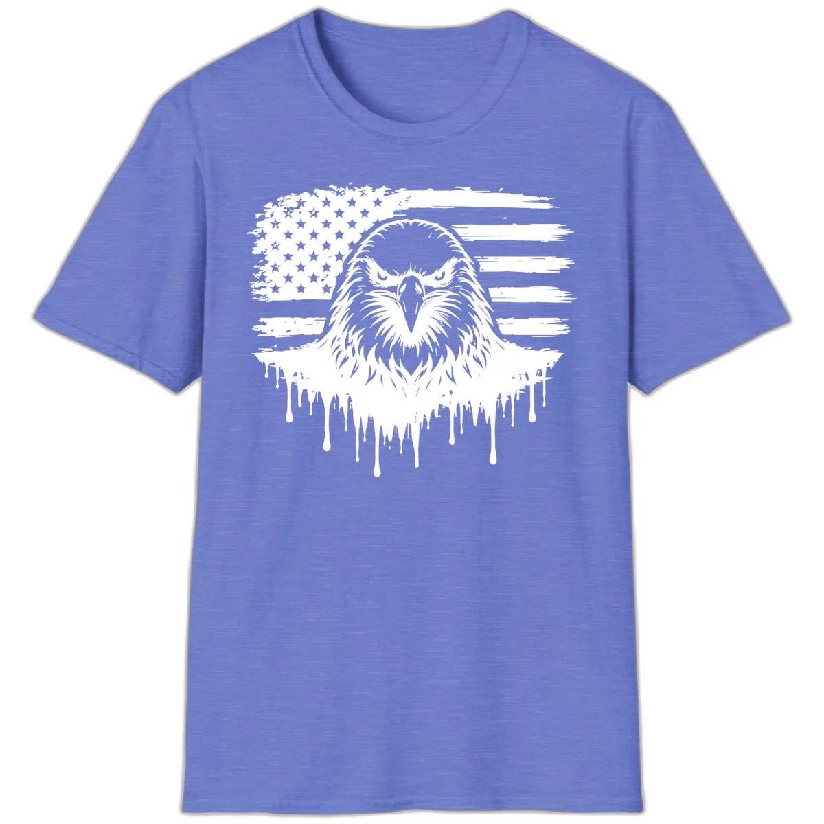 Eagle Flag Celebration Bold July 4th T-Shirt in Heather Royal