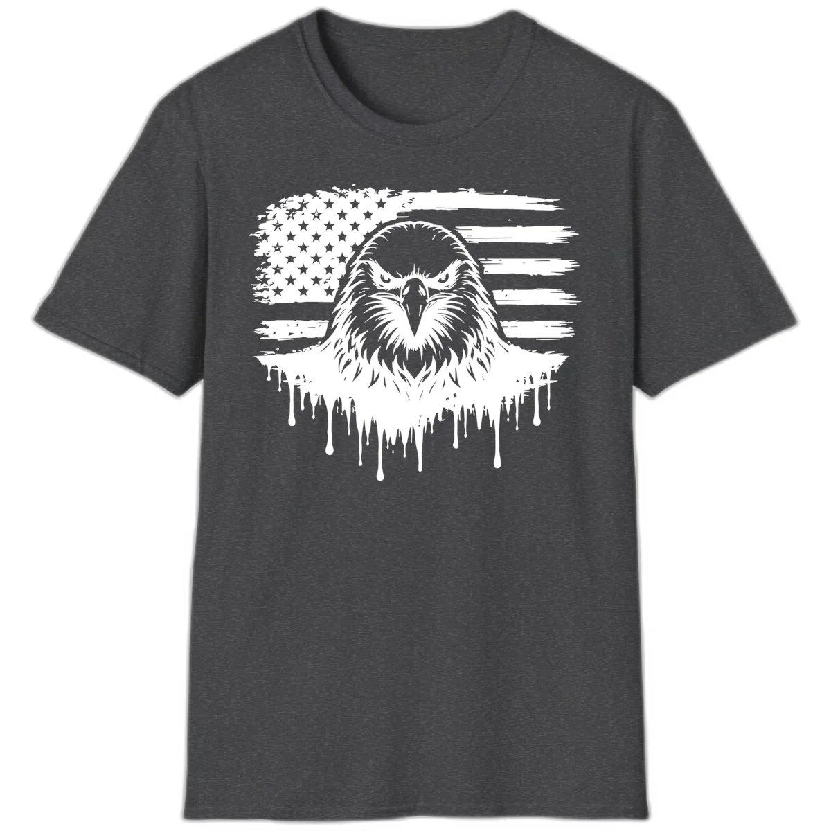 Eagle Flag Celebration Bold July 4th T-Shirt in Dark Heather