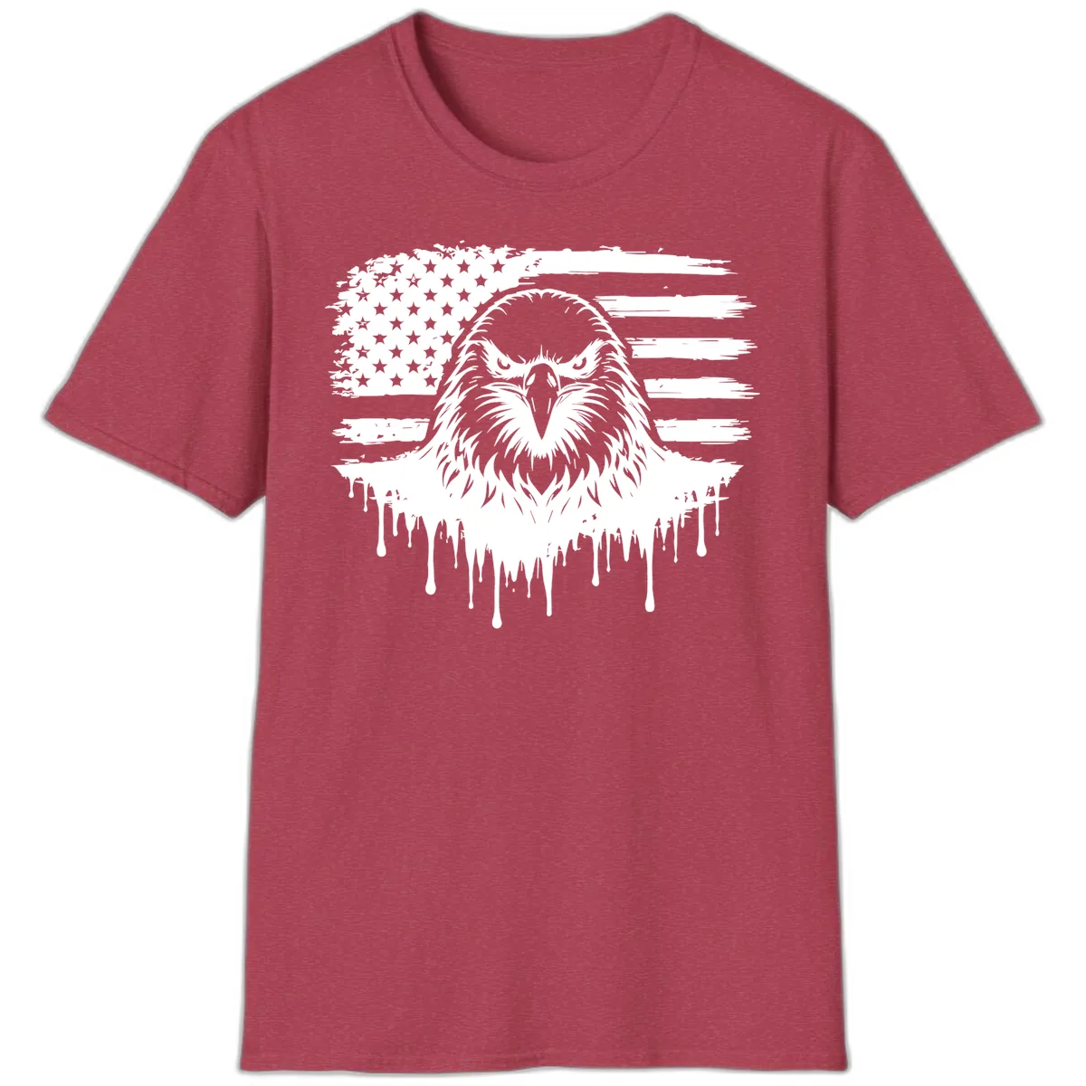 Eagle Flag Celebration T-Shirt in Heather Cardinal