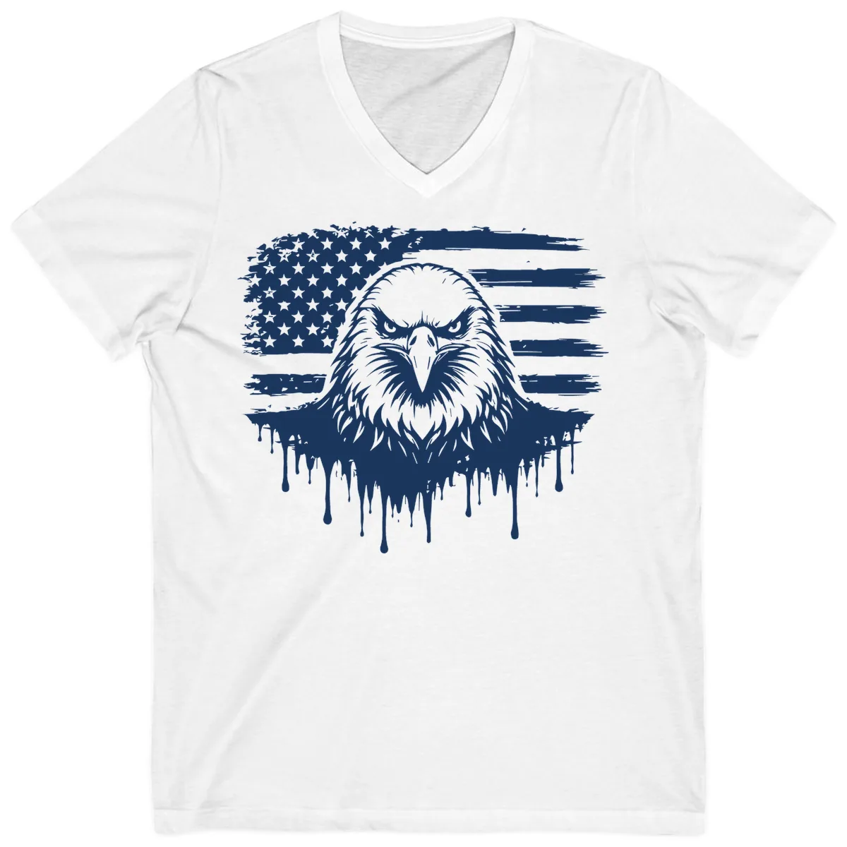 Bold Eagle Flag Celebration V-Neck for July 4th in White